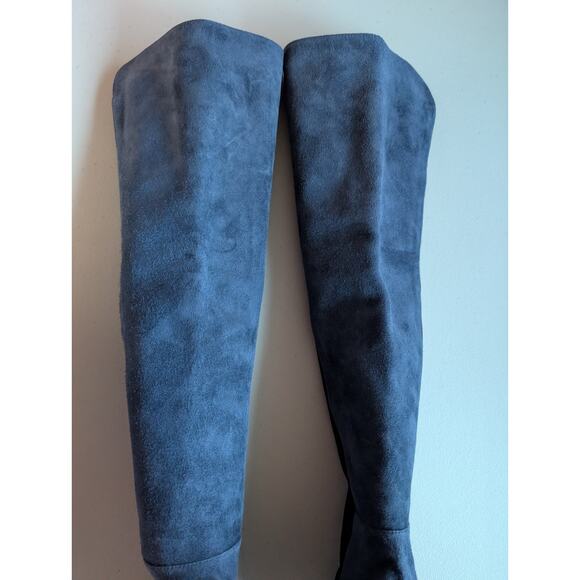 NIB Stuart Weitzman 5050 City Over-the-Knee Boots Size 5 Nice Blue Suede - Picture 5 of 13